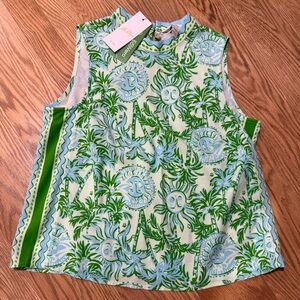 Lilly Pulitzer Sun and Palm Print Sleeveless Blouse..